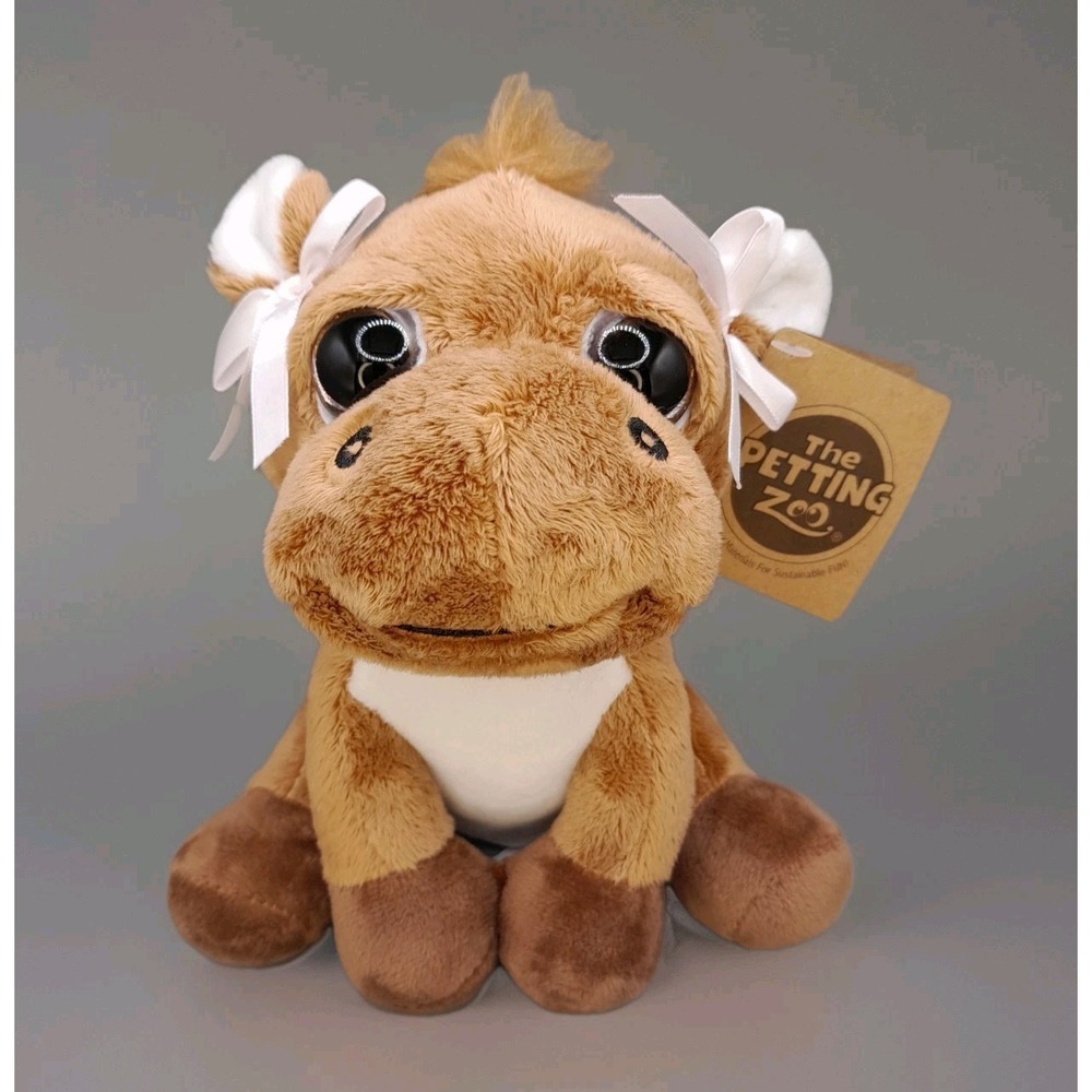 The Petting Zoo Horse Plush 7" Big Eyes Brown Stuffed Animal Toy NWT 2022